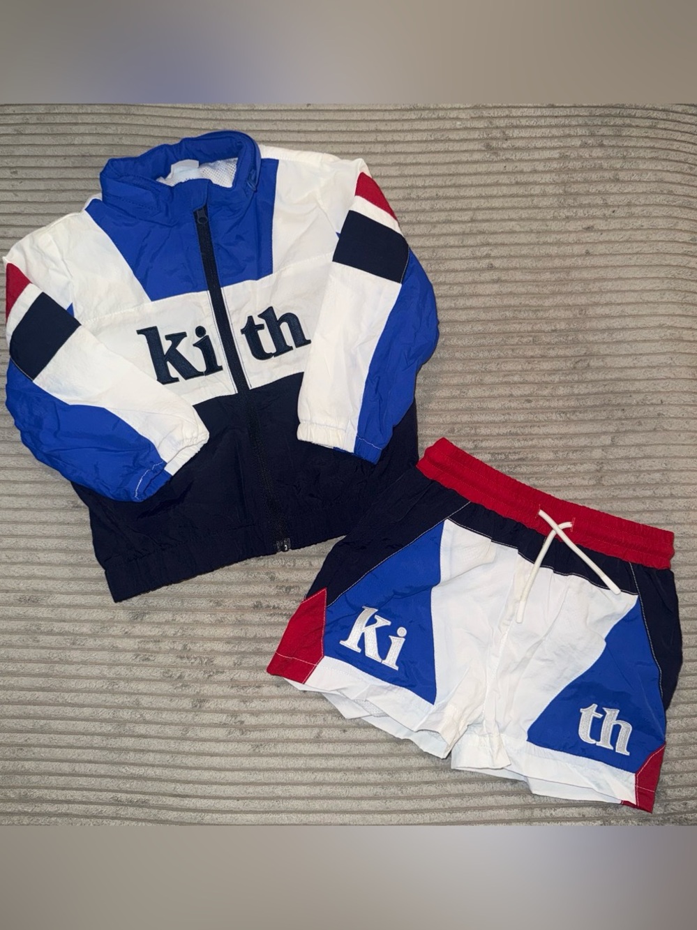 Kith Colorblock Jacket and Shorts Set - Blue White Red
